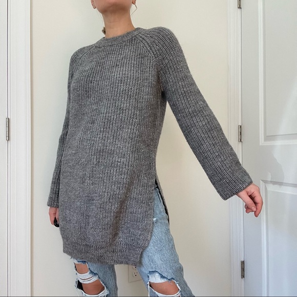 Zara Chunky Knit Side Slit Tunic Sweater - Picture 2 of 11